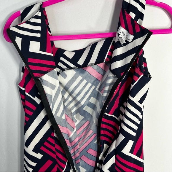Kim Rogers Bright Geometric Pattern Vintage Sheath Tailored Career Dress Sz 10 - Picture 9 of 11